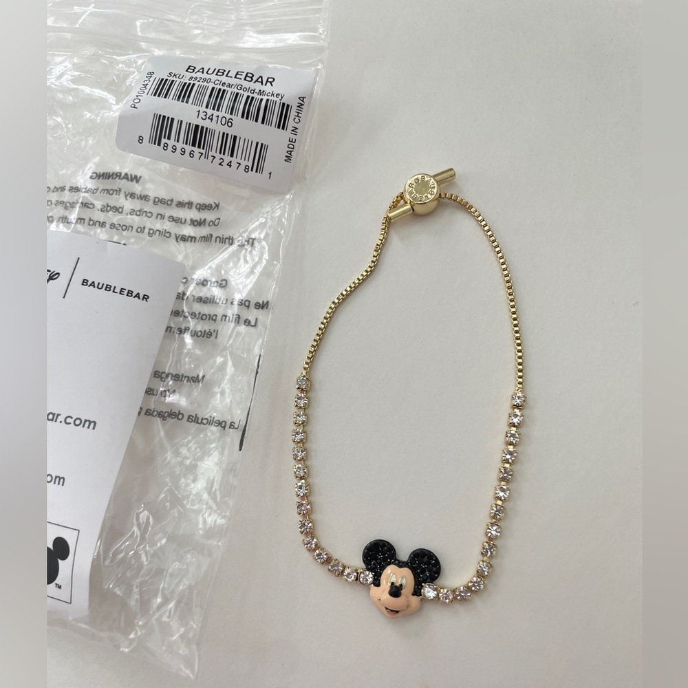 Disney X Baublebar Gold Mickey Mouse Tennis Bracelet with Crystals